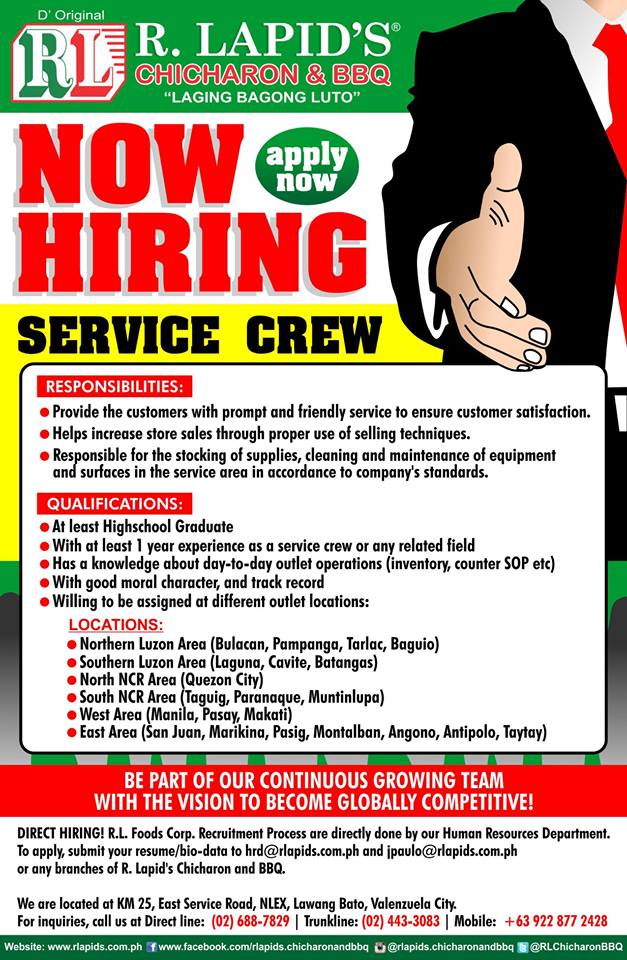 NOW HIRING!! Service Crew